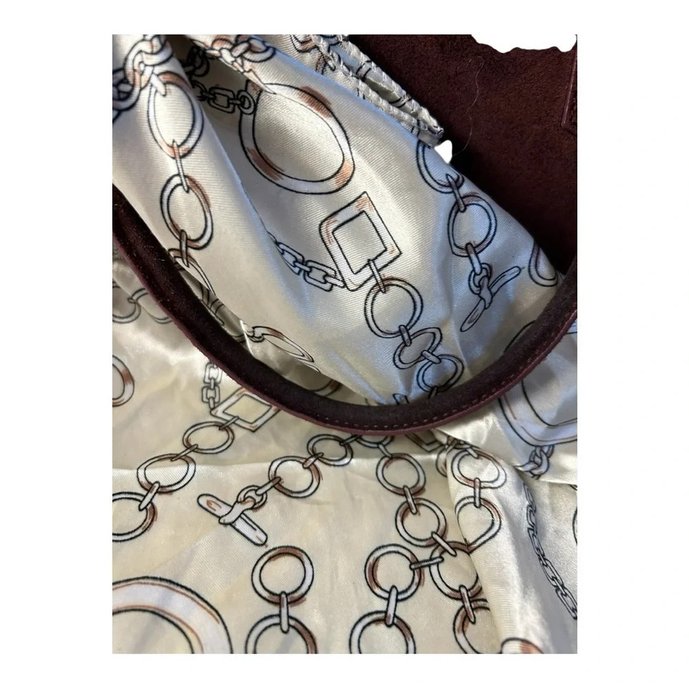 ISADORA Wine Suede Genuine Leather Chic Suede Satchel with bag charms and scarf